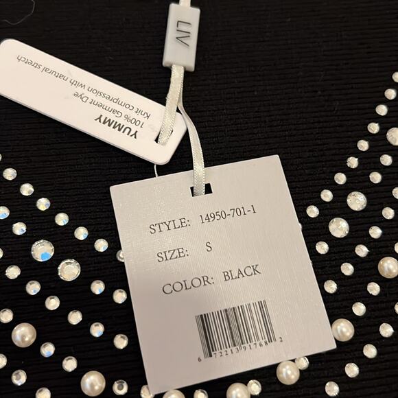 NWT LIV Milano Sweater NWT Black Small 4 6 Pearl Rhinestone Formal Cocktail NEW - Picture 10 of 16